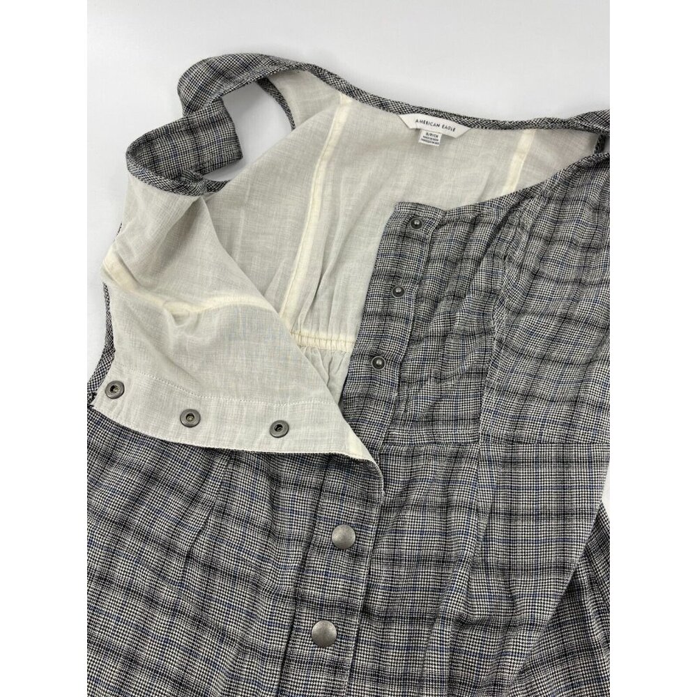 American Eagle Women's Gray Plaid Sleeveless Snap Front Dress Size Small - Picture 10 of 15